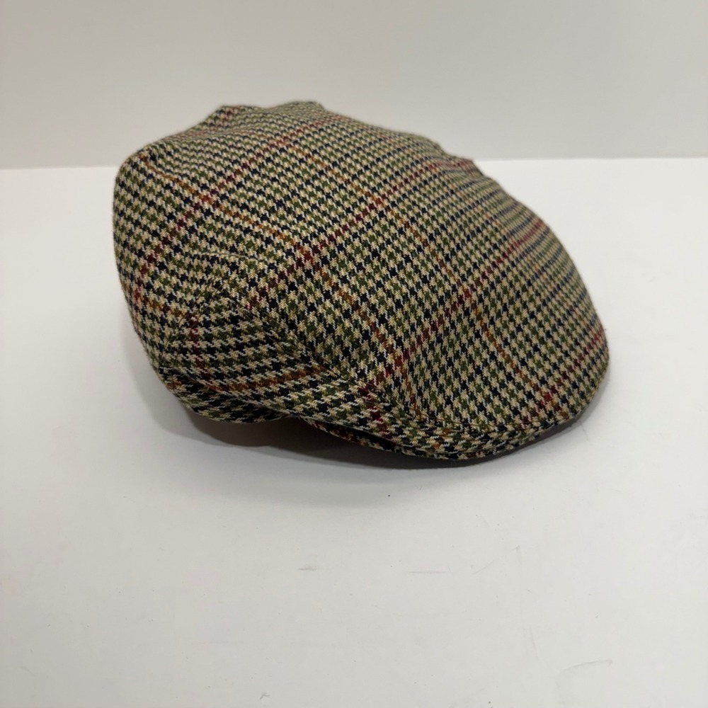 Kangol Vintage Flat Cap Made in Great Britain Plaid Houndstooth Driver Hat Large